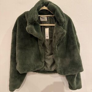 Olive Green Faux Fur Jacket